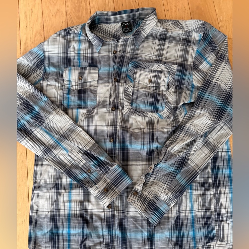Oakley Navy and Light Blue Plaid Shirt